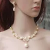 Necklace Earrings Set Wedding Accessories Bride Earring Jewelri With Pearl For Women Acero Inoxidable Joyeria Mujer 2022