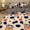 Bedding Sets Boys Girls Set Fashion Adult Children Bed Linen Duvet Quilt Cover Pillowcase Cute Cartoon Bear Polyester Flat Sheets