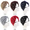 Cappello Turbante in cotone per le donne Torsione Avvolgere la testa Perle Volant Pieghe Cappello indiano musulmano Casual Hijab in rilievo elastico vintage Cappellini per la cura dei capelli