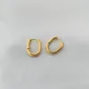 Boucles d'oreilles créoles délicates plaquées or 18 carats français moderne en acier inoxydable épais ovale Huggie géométrique pour femme