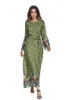 民族衣料特別価格イスラム教徒の女性ドレスアラブ中東の花柄トランペットスリーブローブファッションドバイアバヤ七面鳥ベルト