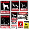 Warning Metal Painting Protected Pit Bull Pitbull Dog Beware Vintage Metal Posters Guard Plaque Retro Shabby Home Decoration Cuadros Tin Decor Woo