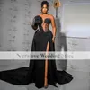 Robes de soirée noires africaines manches longues perles occasion robes d'invité pour les femmes robe de bal de soirée de gala