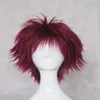 2022 nouvelle perruque courte de cheveux retroussés rouge vin populaire Cosplay résistant