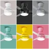 Mini Petit 26 Pouces Macaron Couleur Enfants Ventilateur Lampe Restaurant Chambre Télécommande Muet Plafond