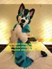 Traje de mascote peludo de pele longa azul Husky Dog Fox Wolf Fursuit Adulto Personagem de desenho animado Reunião Bem-vindo Salão de Beleza zz7579