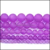 Andere andere natuursteen DL Poolse matte paarse chalcedony kralen rond los spacer 4 6 8 10 12mm voor sieraden maken diy braceletot dh0tw