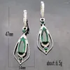 Dangle Earrings 2022 Korean Drop Earings Green Crystal Zircon Silver For Women Jewelry Wedding Engagement Statement Brincos Gift