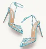 Италия Aquazzus Tequila Women Sandals обувь ботинки PVC Crystal украшения леди высокие каблуки Свадебное платье Сандал5190231