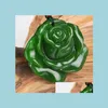 Colares de pendentes Novo Jade Natural China Colar Pingente Branco Verde Amet Lucky Roses Flores Coleção Estátua Ornamentos de verão ZXC Dhvin