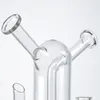 Встроенные кальяны Perc Double Sidecar Neck Glass Bongs Splashguard как травы, так и концентрирует водные трубы 14,5 мм соединения WP2285