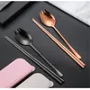 Dinnerware Sets Travel Camping Cutlery Set Portable Tableware Stainless Steel Chopsticks Spoon Fork Steak Knife With Storage Case