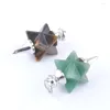 Pendant Necklaces Wholesale Mixed 5Pcs Natural Stone Bead Merkaba Pendulum Biolocation Metaphysical Spiritual Dangle Crystal Lapis QBN456