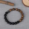 Strand Charm Natural Stone Bracelet Hematite Cross Black Agate Wood Grain Beaded Handmade Jewelry Gift Bracelets For Men