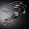 Naszyjniki wisiorek Halloween Naszyjka Czaszka Skeleton Tassel Crystal Rhinestone Scyk Łańcuch Mężczyzny Kobiety Biżuteria Akcesoria Got Hip-