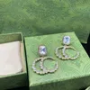 Boucles d'oreilles de styliste pour femmes, marque de mode, incrustées de strass en cristal, bijoux de mariage 285J