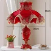 Table Lamps European Red Lamp Bedside Bedroom Living Room Desk Wedding Home Decor Led Stand Light Fixtures Nightstand