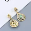 Necklace Earrings Set Sunspicems Fashion Mint Green Crystal Women Bridal Wedding Long Drop Earring Gold Color Morocco Bijoux