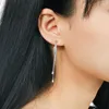 Dangle Earrings Sa Silverge REAL 925 Sterling Silver Drop Zircon for Women Gold Gold Jewelry Long Feather شرابة 2022