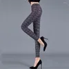 Kvinnors leggings sexiga svarta vita r￤nder leggingswomen tunt ben