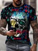 Мужские футболки Men Men Tshirts 2022 Менсвир уличная повседневная печать черепа с коротким рукавом футболка модная одежда и рубашка размером с негабаритная рубашка