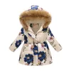 재킷 판매 2022 꽃 여자 만화 옷을위한 중간 긴 겨울 코트 모피 까마귀와 큰 인쇄면 패딩 재킷