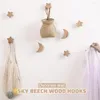 Ganchos para habitación de niños, gancho decorativo de pared de madera con forma de estrella, gancho para llaves, perchero creativo moderno, bolsa para colgar