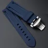 Bracelets de montre pour PANERAI 24mm boucle 22mm hommes noir plongée Silicone caoutchouc bracelets de montre noir rouge bandes sangle Buckle238Q