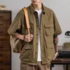 Men's Casual Shirts Japan Style Street Fashion Vintage For Men Workwear Clothes Short Sleeve Shirt 2022 Brand