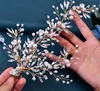 Vintage bruiloft Bridal Pearls Haar kam Crystal Rhinestone Flower Hoofdband Koofpiece Princess Queen Hoofdtekst Pageant Princess Sieraden