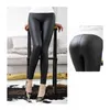 Legginsy damskie skórzane legginsy dla kobiet czarne światło matowe cienkie grube fitness pu legginsy seksowne push un Slim Spods T221020