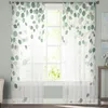 Rideaux de fenêtre en Tulle transparent, feuilles d'eucalyptus, plante verte et blanche, pour salon, chambre à coucher, voile de cuisine, décoration de la maison