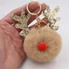 Plush Elk Pendants Key ring Keychain Pompom Reindeer Fur Ball Doll Keychain Xmas Ornaments Party Favors Christmas New Year