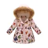 Giacche Vendere 2022 Fiori Cappotto Invernale Medio Lungo Per Ragazze Abbigliamento Cartoon Grande Giacca Imbottita In Cotone Stampato Con Felpa Con Cappuccio In Pelliccia