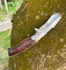 R1023 Flipper Folding Knife VG10 Damascus Steel Drop Point Acid Etched Blade Shadow Wood with Steel Head Handle Ball Bearing EDC Pocket Knives