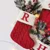 18X14 cm exquis chaussettes de noël bas scène festive décoration tricoté noël lettre chaussette cadeau sac SN4731