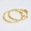 Bangle 2 Pieces Children's Bells 14K Gold Scalable Bracelet For Baby Kids Children Fit 45-55cm Small Hand Wrist