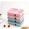 Grid Wheat Straw Lunch Boxes Microwave Bento Food Grade Health Dinner Box Student Portable Fruit Snack Storage Container Sea Shipping GCC14