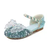 Shorts Kinder Prinzessin Mädchen Sandalen Glitzer Glänzende Strass Schmetterling Student Party Tanzschuhe 5-13 Jahre Kinder Sommer High Heel