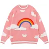 Pulls pour hommes Pull en coton Hommes Femmes Broderie Furry Nuage Arc-en-Ciel Tricoté Pull Harajuku Lâche Jumpers Outwear