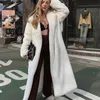 Women's Fur Faux Winter Women Rabbit Coat Lengthen knee Loose Lapel Over Thick Warm fur coat Female Plush s 221020