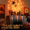 Spider Web LEDs String Halloween Decorations with Plush 8 Modes Light Up Web Outdoor Decoration 40 Inch 72 LED Orange Lights Waterproof Battery Case