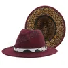 Федора шляпы для женщин Мужчины Панама Фил -Кепс Пэтчворки Леопардовые винтажные обычные западные ковбойские шляпы папока.