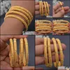 Bangle Bangle 4st/Set 24k Gold Färg Afrikansk brud Dubai -armband för Girl S Arab Wedding Armband Bangles Jewelrybangle Drop Deliv Dhk1x