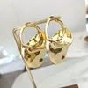 Hoop Earrings Simple Glossy Geometric Irregular Flower Basket Tote Bag