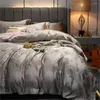 Sängkläder sätter lyx 100 -tal Satin Jacquard Set Egyptian Cotton Bed Soft Däcke Cover Plat Sheet Pillow Cases Silkeslen