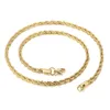 5st Punk Gold-Plated Rope Twist Chain Halsband f￶r m￤n Kvinnor Rostfritt st￥l Fashion Jewelry 4mm 22 '' I Bulk Halloween presenter