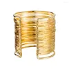 Bangle Boho Gold Big Wide Metal Color Opening End Cuff Arm Armband Armlet Jewelry Gifts for Women Men Bangles