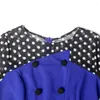 Casual Dresses African Women Bodycon Dress Elegant Long Sleeve Polka Dot Patchwork White 2022 Summer Office Ladies Vestidos Robe