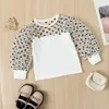 Autumn/winter girl clothing sets flocking polka dot bubble sleeve stitching top belt leather pantsuit baby suits